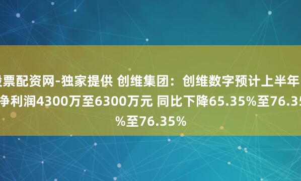 股票配资网-独家提供 创维集团：创维数字预计上半年归母净利润4300万至6300万元 同比下降65.35%至76.35%